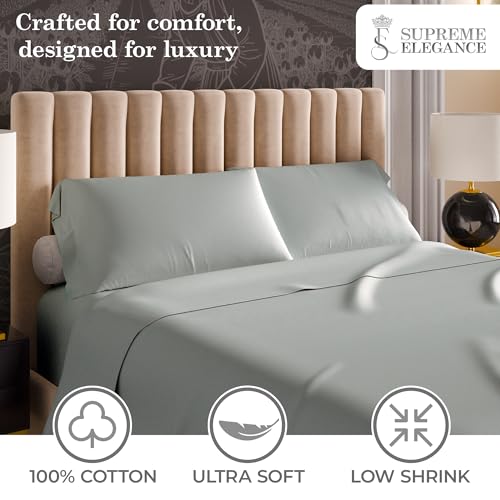 Image of 600 Thread Count Light Gray Bed Sheets Set Twin Size, 100% Cotton Ultra-Soft & Silky, Back to School College Essentials, Wrinkle-Resistant Sateen Weave Deep Pocket Sheet Set (Twin, Soft Silver)