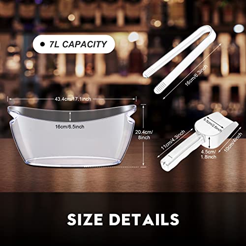 4 Pack Ice Buckets For Parties, 7 L Clear Acrylic Champagne Ice Bucket Wine Bucket With Tong And Ice Scoop, Plastic Drink Beverage Bucket With Handles #TOP1