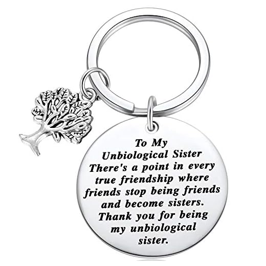 Ralukiia to My Unbiological Sister Friendship Gift Non-Biological Sister Thank You Key Chains with Tree of Life Charm for Soul Sister Special Friend Sister in Law