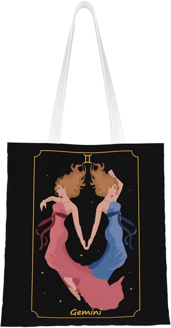 The Beautiful Gemini Sign Tote Bag for Women Canvas Tote Bags Reusable Shopping Bags Use For Shopping The Tote Bag,Grocery Bags,DIY Gift Bags