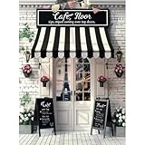 Paris Cafe Birthday Party Photography Backdrop Parisian Cafe Shop Tea Themed Bakery Buffet Decorative Backdrop Baby Shower Decorations Girls Floral French Parisian Cafe Tea Party Banner (5x3feet)
