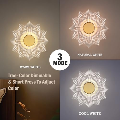 Image of Spiral Pattern 3-in-1 LED Wall Light Decorative Lamp with Golden Center Artistic Accent Lighting for Living Room Bedroom Hallway & Home Decor (Astra Glow Wall Lights, Pack of 2)