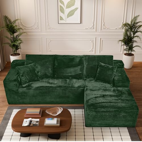 Image of 108 inch Boneless Couch for Living Room, L Shaped Modular Sectional Sofa
