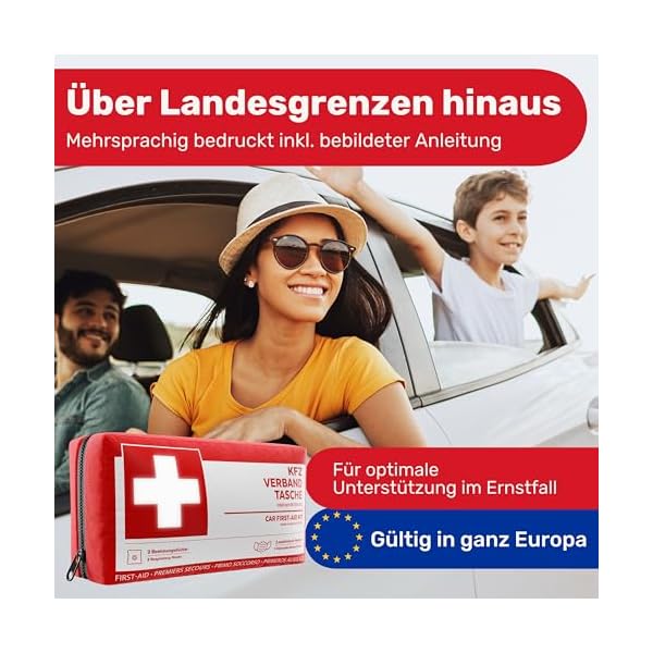 KFZ Verbandstasche nach aktueller Norm 2024 inkl. Beatmungstüchern - KFZ Verbandskasten europaweit nutzbar - Erste Hilfe Set Verbandkasten DIN 13164:2022 (StVO konform) – Bild 8