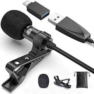 USB Lavalier Lapel Microphone for Video Recording Podcasting Streaming, USB C Clip-on Computer