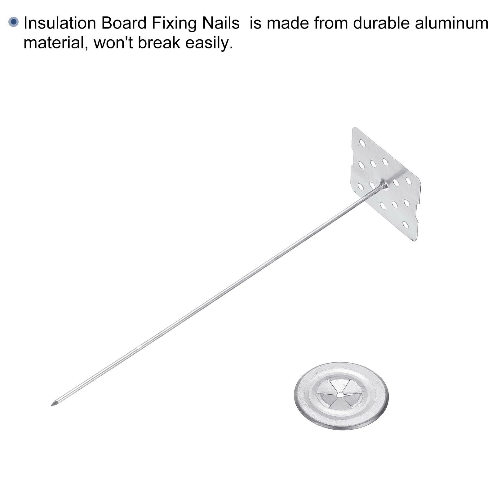 PATIKIL 140mm Perforated Insulation Pins with Round Washer,50 Sets 2in Insulating Nails Wall Plug for Fixing Foam Boards to Wall or Ceiling - Image 4