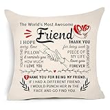 Aconesong Dekorativer Kissenbezug mit Aufschrift 'The World's Most Awesome Friend', Geschenk für Frauen, Weihnachten, Geburtstag, für beste Freundschaft, Andenken (Freund)
