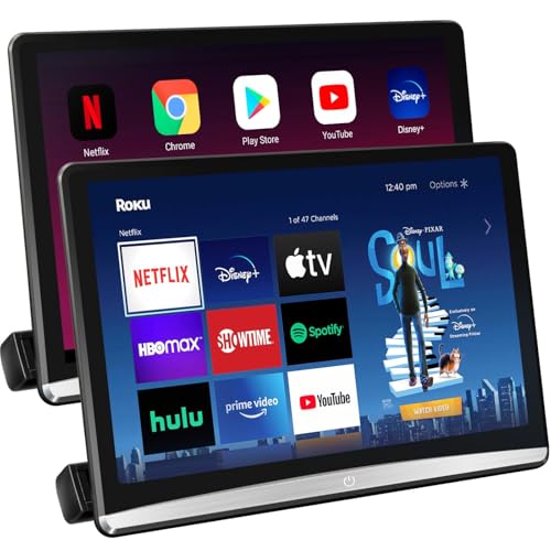 Image of Seventour 12.4" Android 4K Car TV Headrest Monitor Tablet for Back seat, Support Phone Wireless Connection Mirror Link Touch Screen,with WiFi/Bluetooth/HDMI/USB/FM/AV in/SD/Airplay Video Player(2*pcs)