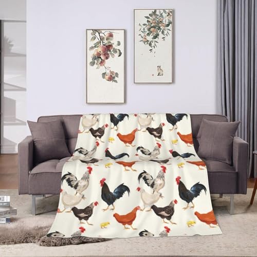 AISDE Chicken Gifts for Women Moms Funny Chicken Lover Gifts for Birthday Christmas Cute Hen Rooster Throw Blanket for Kids Teens Adults Farmhouse Chickens Decor Soft Blanket for Couch Bed 40x60