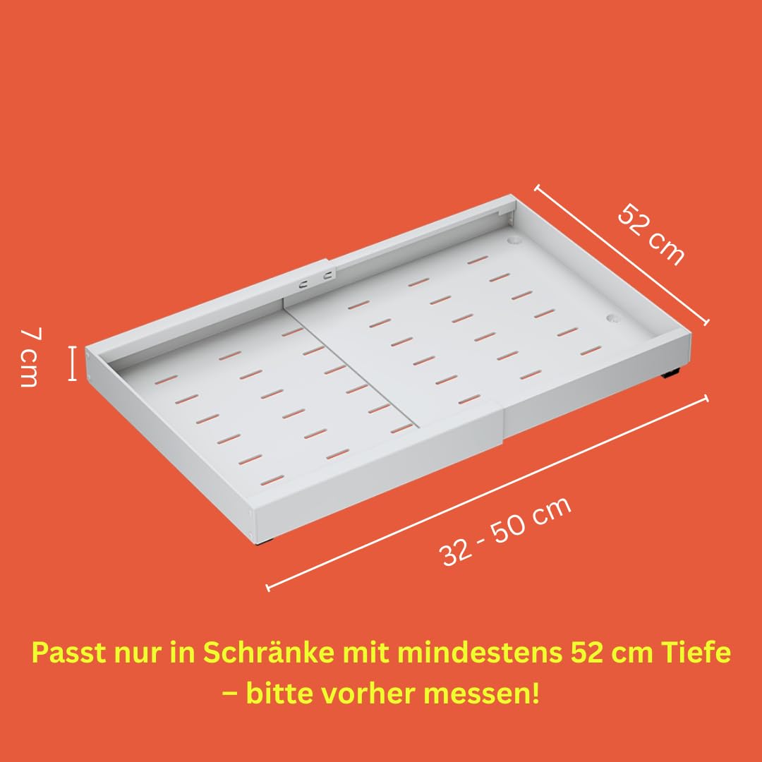 Teleskopschublade Küche 52cm Tief, 2er Ausziehschublade | Ohne Bohren