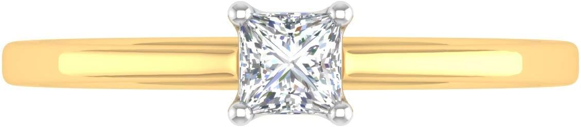 1/4 Carat 4-Prong Set Princess Cut Diamond Solitaire Engagement Ring Band in 14K Gold