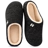 RockDove Herren Hausschuhe mit Sherpa-Futter und Memory-Schaum, 42/43 EU, Schwarz