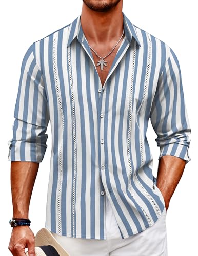 COOFANDY Mens Cuban Guayabera Shirt Casual Button Down Shirts Long
