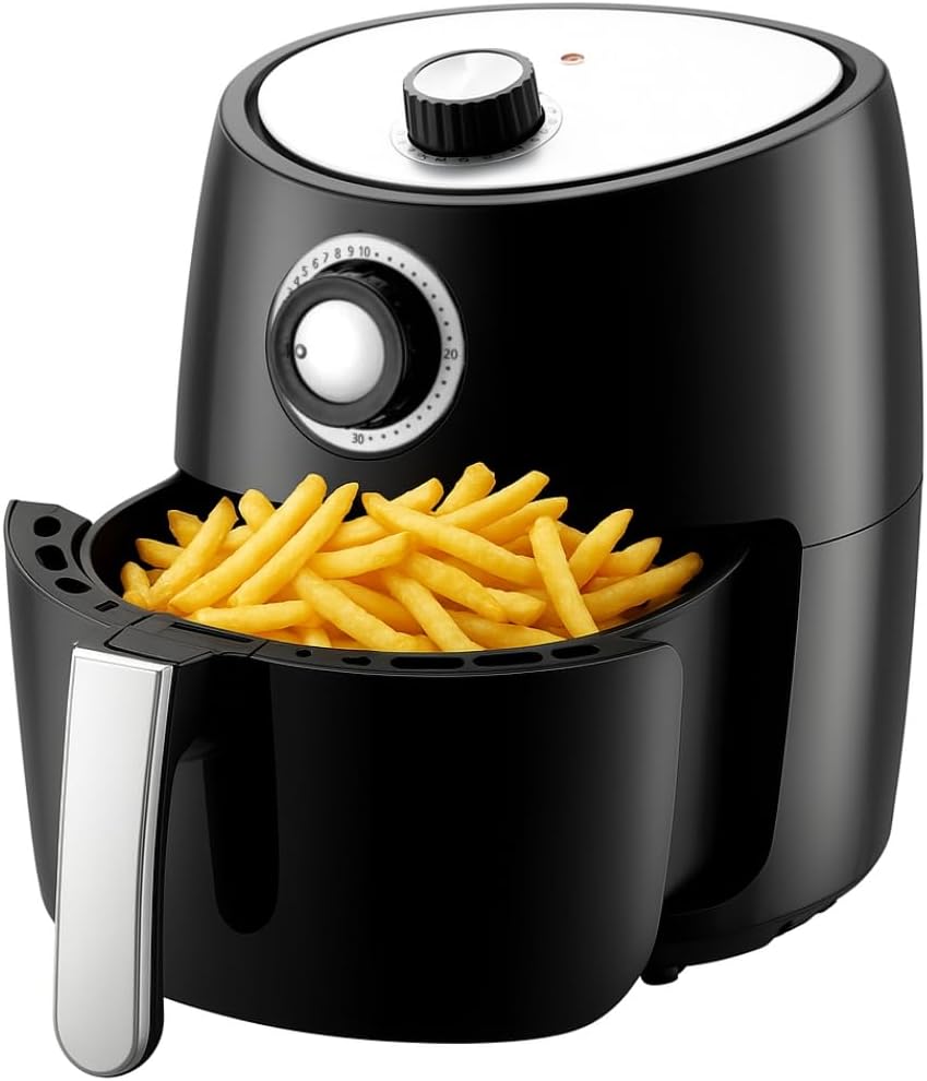 NutriChef Air Fryer – 1000w 2 Quart Capacity Personal Air Fryer, Conserve Counterspace, Oil-free cooking with Removable Deep Non-Stick Fry Basket, Black NutriChef Air Fryer – 1000w 2 Quart Capacity Personal Air Fryer, Conserve Counterspace, Oil-free cooking with Removable Deep Non-Stick Fry Basket, Black