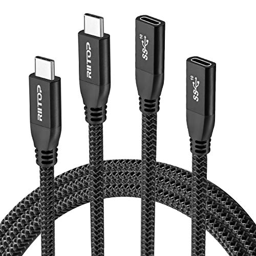 Hottest Sales USB C Extension Cable 6ft 2-Pack, RIITOP USB Type-C (Gen2 10Gbps) Male to Female Extender Cord Support Charging & Data for Nintendo Switch, USB-C Device (Black)