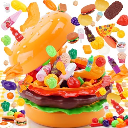 Covriina Play Food, 200 PCS Play Food Sets for Kids Kitchen - 1
