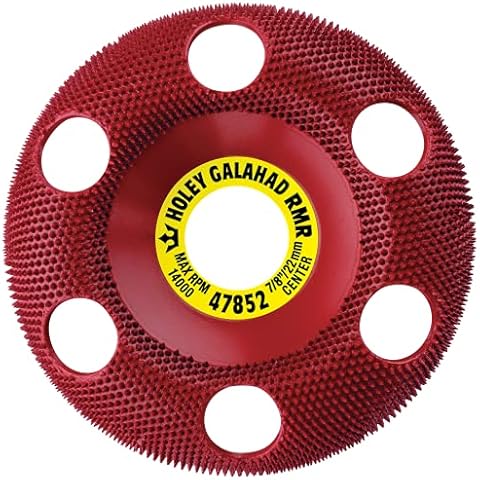 King Arthur's Tools Original and Patented Round Medium Red Holey Galahad Tungsten Carbide Disc for Woodworking, Shaping, and Smoothing - Fits most Standard 4 1/2", 115-125mm Angle Grinders #47852 RMR Cover