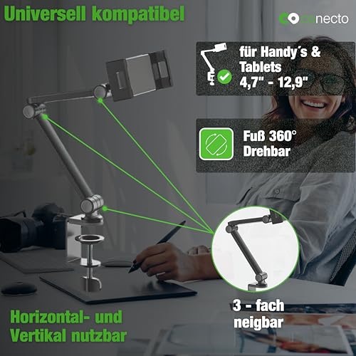 Support de tablette 4.7 à 12.9 pouces noir rotatif à 360 degrés conecto - 2