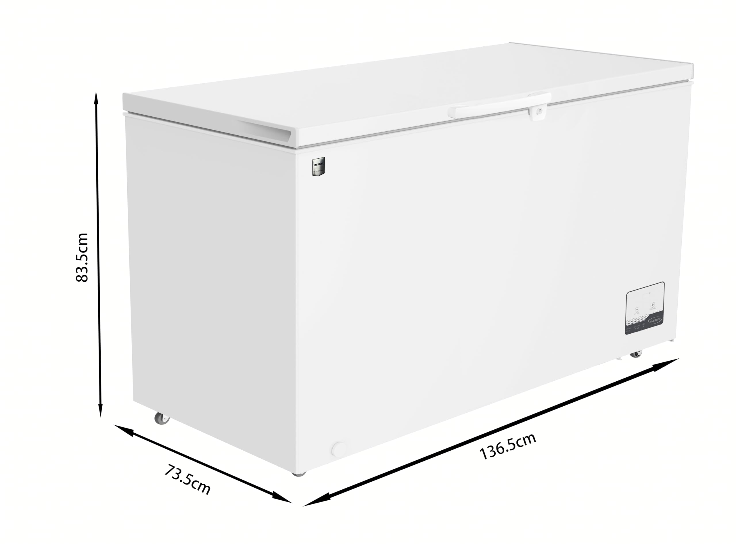 METRO Professional Congelatore a Pozzetto GHF2400, Acciaio/Alluminio, 136.5 x 73.5 x 83.5 cm, 130 W, 1 cestello, Illuminazione a LED, Con serratura, Bianco (400 L)