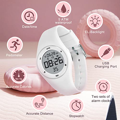 Image of Kids Watches for Girls Boys Digital Sport Watch with Step Counter Pedometer Vibration Alarm Clock, No App Waterproof Fitness Tracker Kids Watch Boys Girls Teens Students Ages 5-16