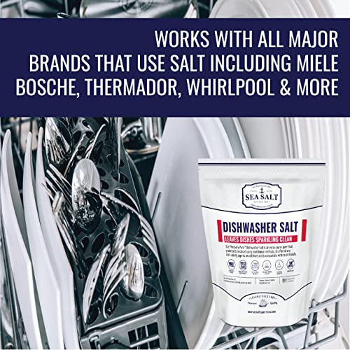Dishwasher Salt - All-Natural Water Softener Salt For A Clean Finish - Compatible With Bosch, Miele, Thermador, Whirlpool Dishwashers And More - Food-Grade Coarse Sea Salt (5 Lb Bag) - Sea Salt Superstore #TOP1
