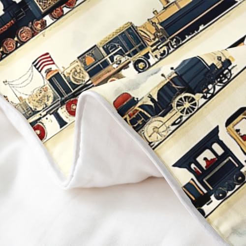Housse de couette train 135x200 cm en coton rétro pour lit enfant - 6
