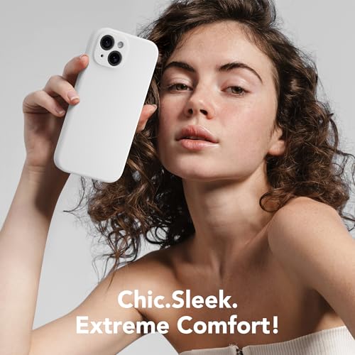 Image of Magnetic for iPhone 15 Case, Compatible with MagSafe, [Screen Protector + Full Camera Protection], Silicone Shockproof Anti-Scratch Protective Phone Case for iPhone 15 6.1 inch, White