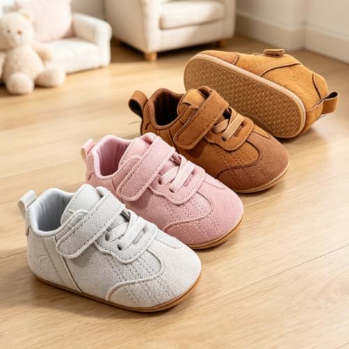 Image of Baby Boys Girls Sneakers Toddler Non-Slip Soft Rubber Sole First Walking Shoes Infant Newborn Crib Dress Shoes