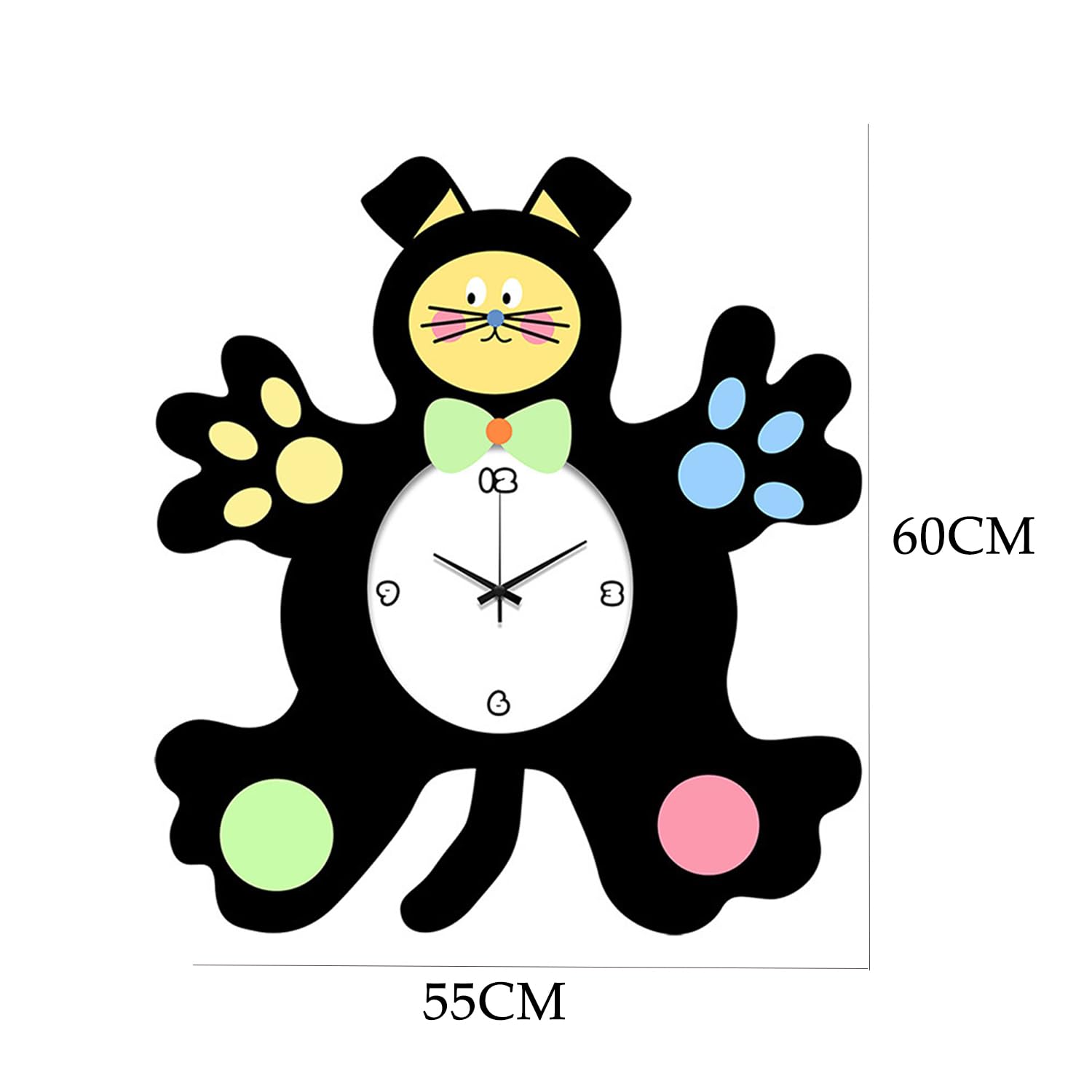 Lámpara de pared con gato, mando a distancia y reloj Aplique LED para habitación infantil Animal con cable USB Lámpara decorativa de noche-pared 3 temperaturas de color para habitación de bebé,A