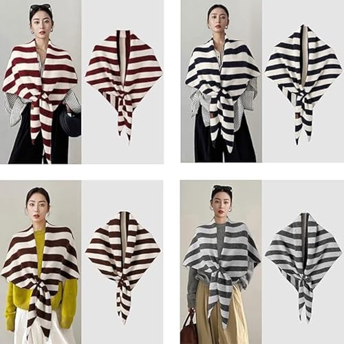 Wool Shawl Wraps for Women, Triangle Solid Color Cashmere Scarf with Loop Closure, Casual Soft Comfortable Shawl4