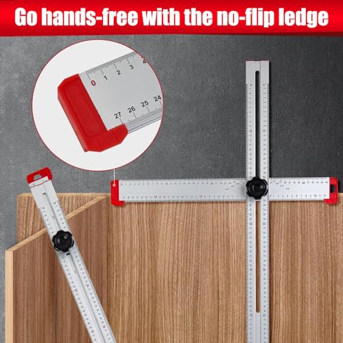 PENGZHAN - Adjustable Drywall T-Square Tool - Aluminum - for Layout and Marking - Features Sliding Head and Dual Directional Printed Scale - 48 Inch(120cm) - Image 2