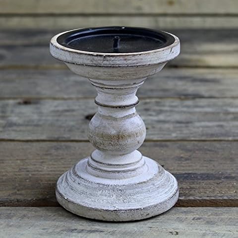 Handcrafted Whitewashed Wooden Candlestick Holder Cover
