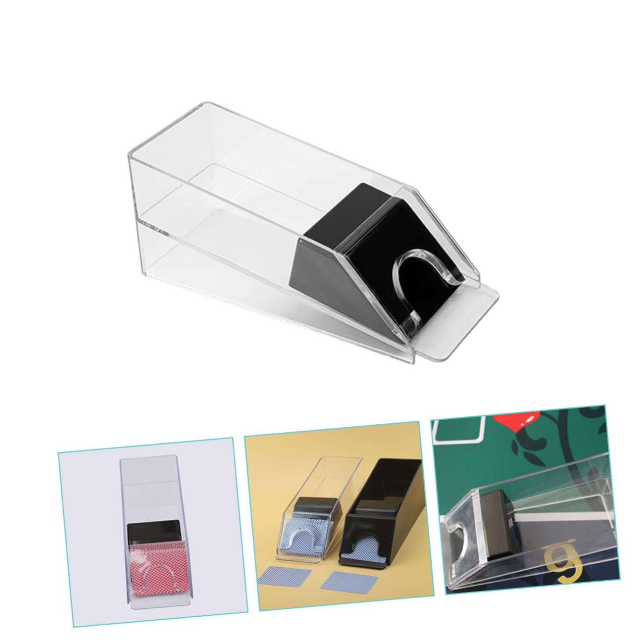 COSMEVIVI Portable Poker Dealing Shoe Waterproof Acrylic Card Dealer Felt Compact Card