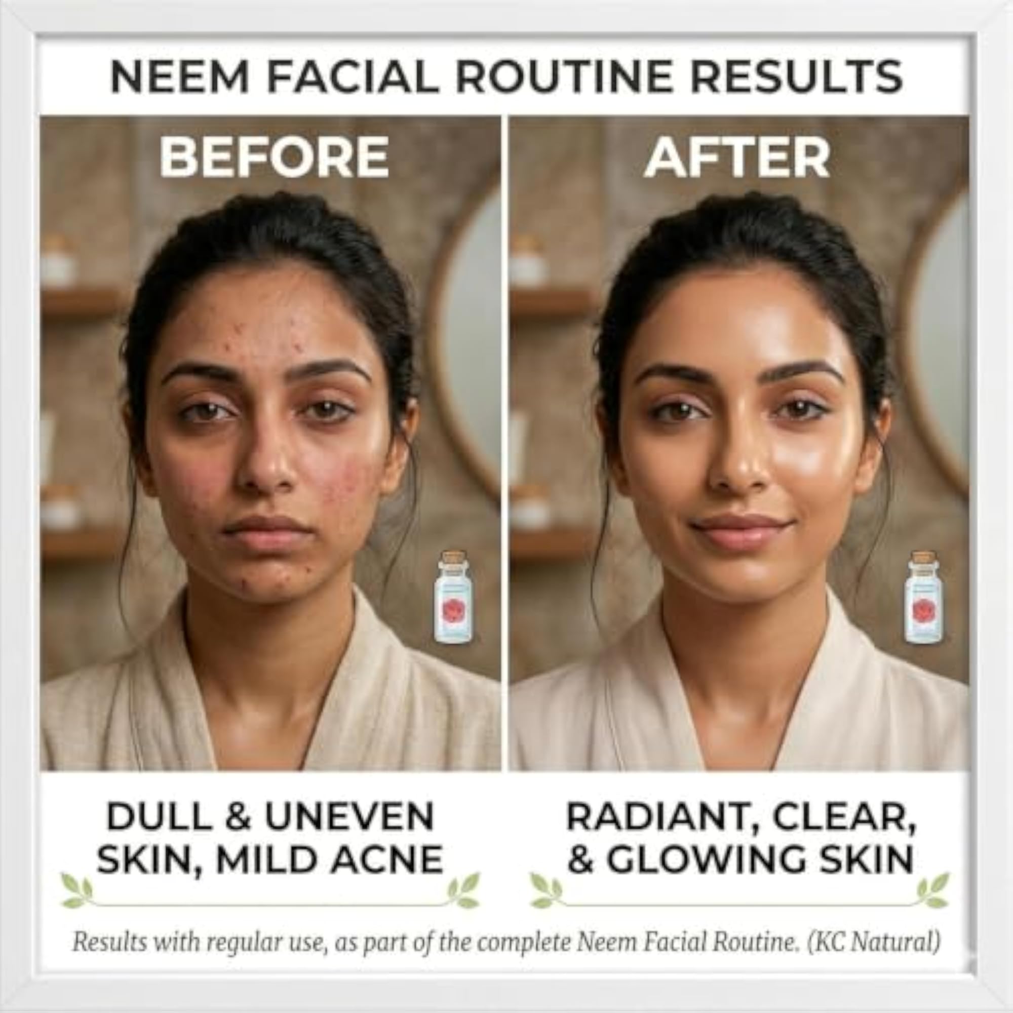 Krishv Neem Leaf Powder & Rose Water Combo, Natural Skincare