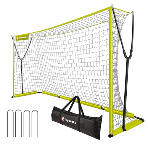 12x6 FT Soccer Goal for Backyard Portable Soccer Goal Net with Ultra Stable Outward Angled Metal Frame 7-ply Tetoron Carry Bag Ground Stakes - Easy Set Up for Youth & Adult Indoor Outdoor Practice