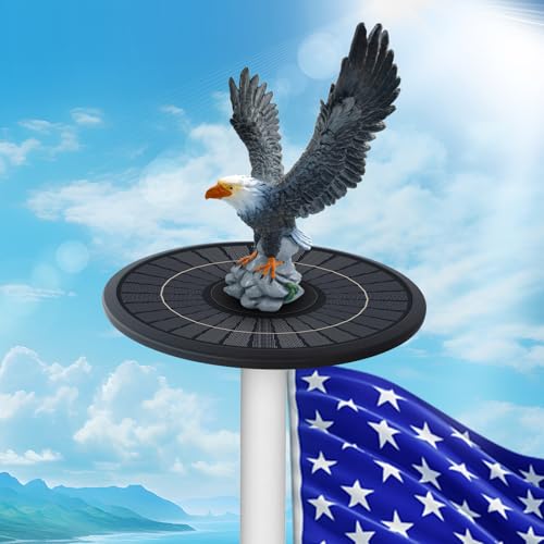 Elsollit Eagle Flag Pole Topper Outdoor Waterproof Flagpole Finial Eagle Topper Ornament Hand-Painted Realistic Eagle Sculpture Design for Flagpoles Outside House (A-Gray)
