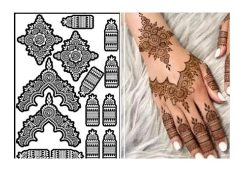 Image of Mehndi Stencil for Wedding | Easy Apply Henna Design Templates for Brides & Beginners | Reusable Sheets