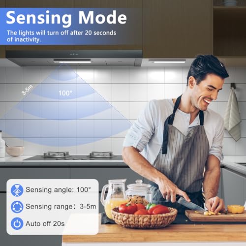 Image of Under Cabinet Lighting 5 Packs, 3 Color Temperature Rechargeable Motion Sensor Lights for Kitchen, Counter, Closet, Stairs