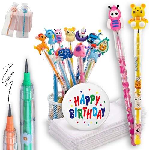 KeKo Pack de 30 lápis empilháveis de ponta intercambiável, 30 saco, 1 folha de aniversário, presentes de aniversário para crianças, colégio, detalhes de aniversário para crianças, presentes para convidados infantis, detalhes para oferecer