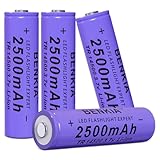 PAOWANG 4 PCS 14500（50 * 14mm） Lithium Polymer Ion Rechargeable Battery Upgrade Capacity 2500 mAh Batteries for Headlamp, Flashlights, Remote Control and More-Button Top