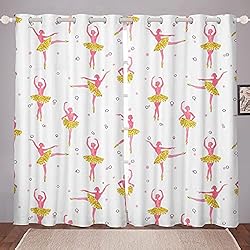 Color De Cortinas Para Dormitorio Cortinas de Ballet para Ventana, para Dormitorio, Sala de Estar, Color Rosa, Bailarina, niñas, Cortinas de Ventana para niños, niñas, música, Danza, tratamientos de Ventana para niñas, Color Blanco p