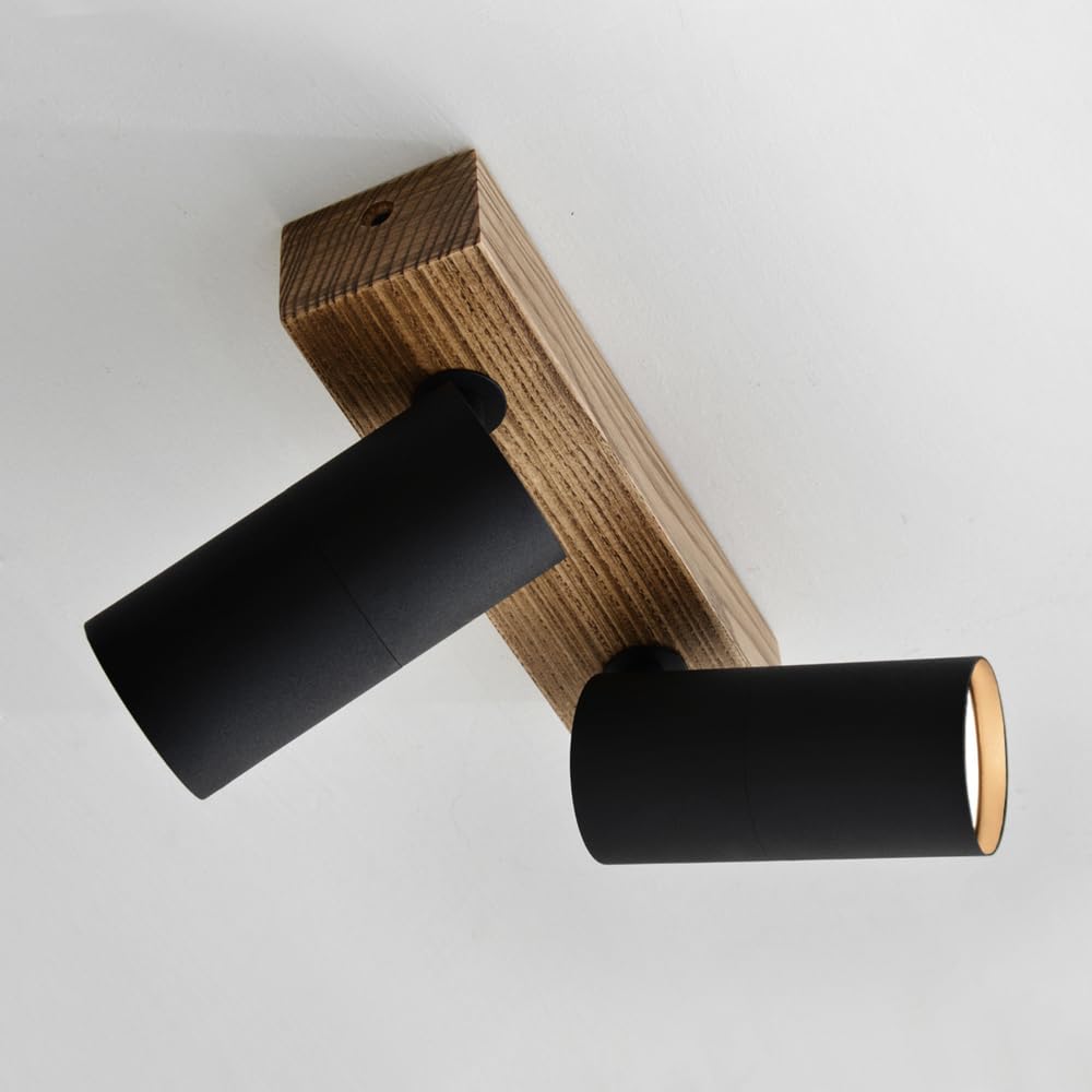 Lindby plafondspot Stralino, 3-lamps, 31cm, hout, GU10