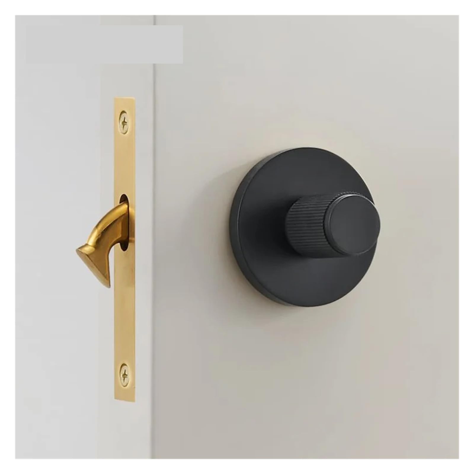 Sjloynwq One Color Brass Knob Single Word Emergency Push Door Lock Copper Wire(Black)
