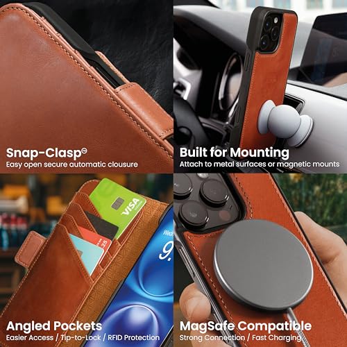 Coque iPhone 16 Pro Max en cuir véritable Dreem avec boîte-cadeau