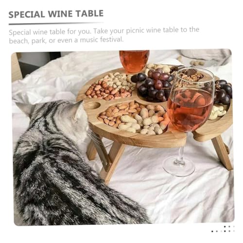 Table basse pliante bois portable meuble extérieur pour randonnée - 8