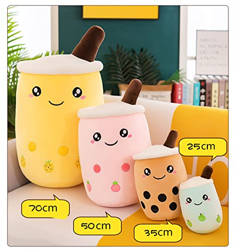 EXQULEG Bubble Tea Plüschtier Boba Kuscheltier Plüschpuppen Weiche Kuscheltier Tee Weiche Puppe Teetasse Kissen Kinderspielzeug (Rosa-Runde Augen,25cm)