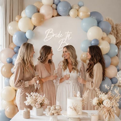Image of Dusty Blue Nude Sand Balloons, Double Stuffed Apricot Nude Balloon Slate Fog Blue Cream Beige Ivory White Sand Latex Balloons 12 Inch for Boys Baby Shower Birthday Bridal Wedding Party Decorations
