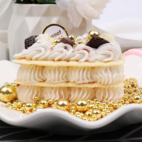 Image of Gold Sprinkles, Edible Gold Pearl Sprinkles for Cake Decorating, 130g /4.6oz Candy Baking Decorations, Ice Cream Toppings and Cookie Decorating, Wedding Party Supplies