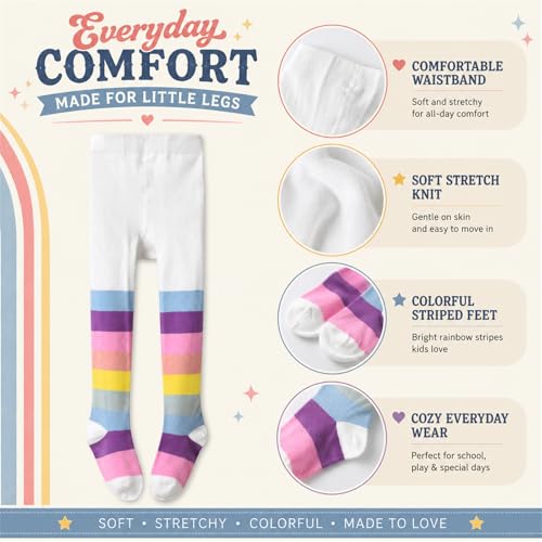 Image of VIKITA Girls tights Cotton Leggings in Spring fall winter stripe socks for girls 3-8 years