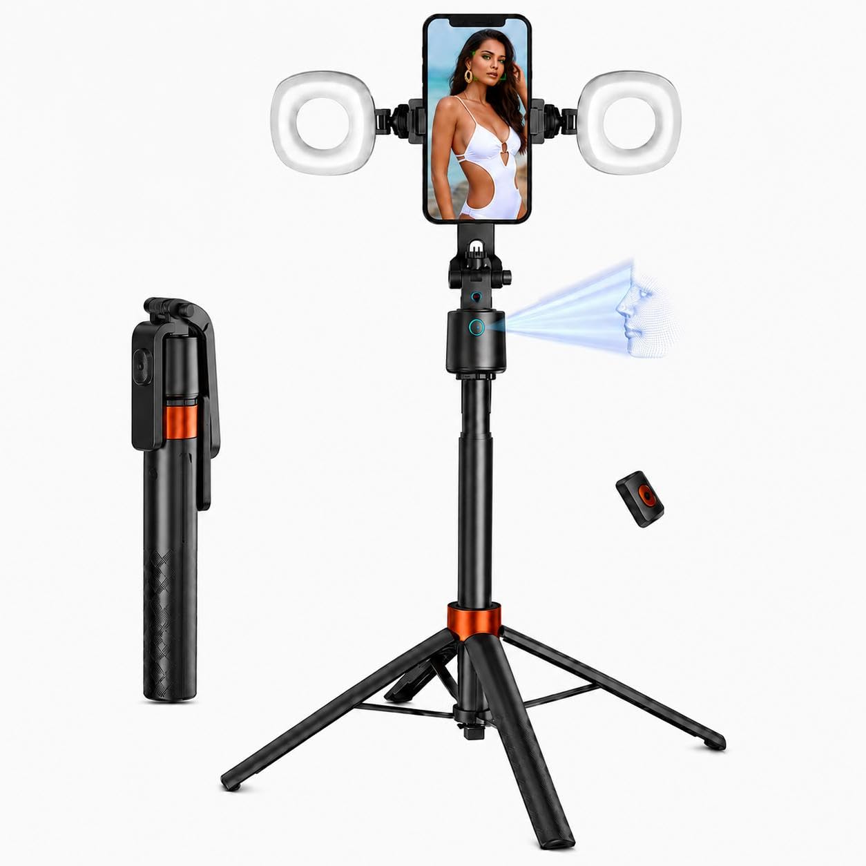 Photo 1 of ***MISSING PARTS***70" Auto Face Tracking Tripod with Light, 360° Smart Phone Stand with Remote, Selfie Stick for iPhone Android, No App Needed, Video Recording Vlogging Live Streaming